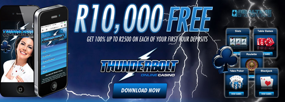 Thunderbolt Online Casino - 4 Stage R10'000 Welcome Bonus